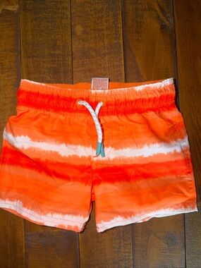Target Bright Orange and White Tie-Dye Kids Swim Trunks